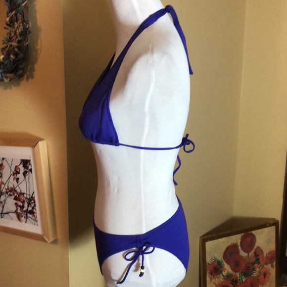 VTG Y2K RALPH LAUREN size XS Beaded Vivid Violet Padded Bra Triangle Bikini SEXY - Picture 6 of 11